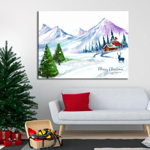 Vista 4 de BANHUA1 Lienzo decorativo de pared de Navidad, pósteres de pintura para decoración del hogar, arte de pared, impresiones en lienzo HD