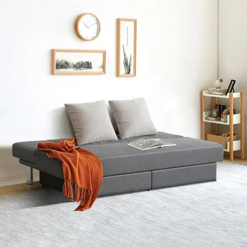 Vista 2 de OUDINI Sofá cama futón de tela, sofá futón convertible, sofá de espuma viscoelástica, sofá biplaza convertible, para sala de estar, dormitorio