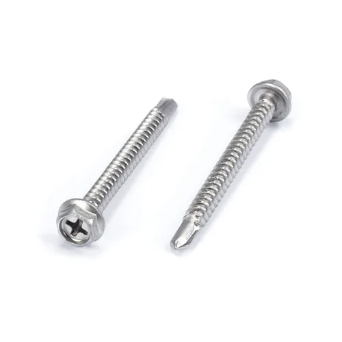 Vista 28 de THE CIMPLE CO Tornillo autoroscante de cabeza combinada #8, 1 pulgada de longitud, acero inoxidable 410 con cabeza hexagonal y Phillips, tornillo
