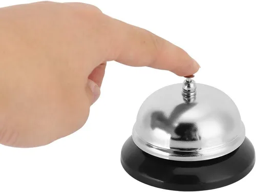 Vista 8 de Campana de llamada de acero inoxidable - Campana de servicio para escritorio de restaurante y recepción, campana de escritorio compacta