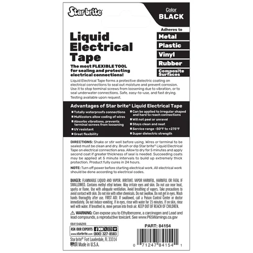Vista 3 de STAR BRITE - Cinta aislante líquida eléctrica, tubo negro de 1 oz (084154)