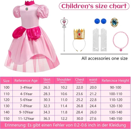 Vista 5 de Mooedcoe Disfraz de princesa para niñas pequeñas, vestidos de princesa para cosplay, fiesta de cumpleaños con accesorios