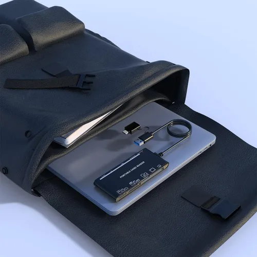 Vista 8 de Lector de tarjetas de memoria USB-C 7 en 1: lector de tarjetas múltiples para SD, Micro SD, CF, XD y MS, USB 3.0 Plug and Play para PC y Mac