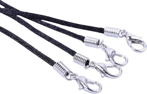 Vista 2 de KONMAY Cordón para collar, 50 unidades, 20 pulgadas, de seda satinada, color negro, de 0.079 in con cadena de extensión de 2 pulgadas, Satin
