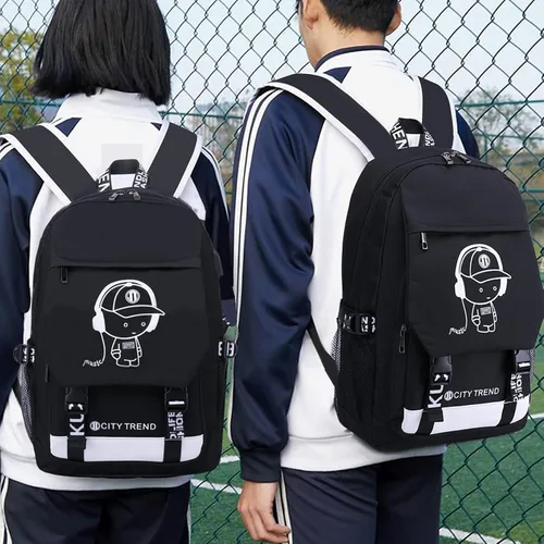 Vista 3 de Asge La escuela de los adolescentes grandes mochilas impermeables de nylon de la impresión del fútbol para los niños y niñas de 8-15 años