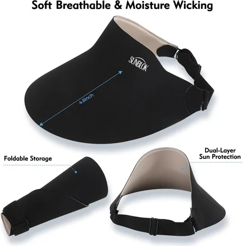 Vista 5 de Visera solar para mujer Negro