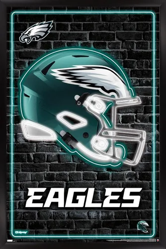 Vista 6 de NFL Philadelphia Eagles - Póster de pared con casco neón 23, 34 pulgadas de largo x 22.4 pulgadas de ancho, versión premium sin marco