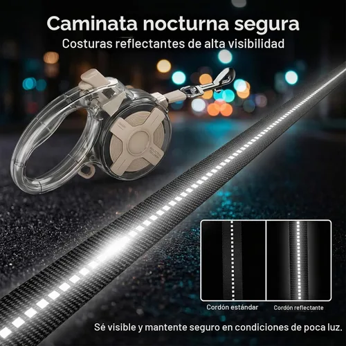 Vista 5 de Correa retráctil para perros pequeños, correa retráctil reflectante de 13 pies con diseño sin enredos de 360°, cinta de nailon resistente