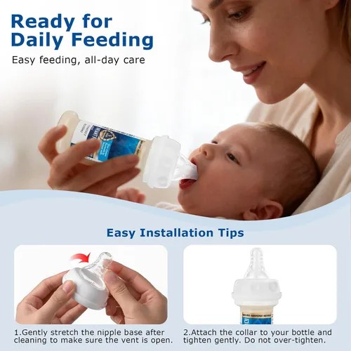 Vista 3 de Tetinas de flujo medio, pezones reutilizables compatibles con botellas Similac & Enfamil listas para alimentar y la mayoría de botellas estándar