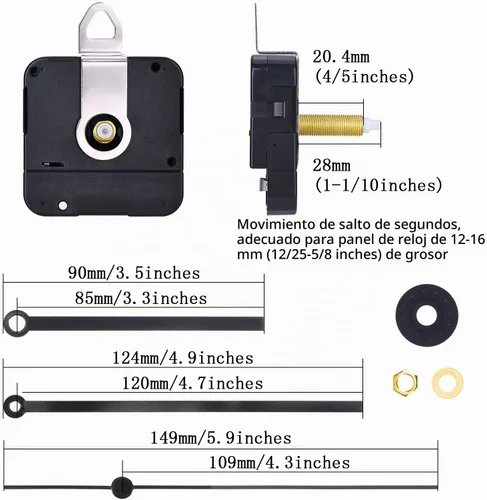 Vista 3 de Hicarer 28 mm Movimiento de Reloj de Esfera Larga de Cuarzo Kit de Reparación de Piezas de Reloj (Negro)