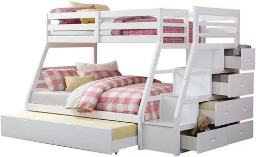 Vista 4 de Acme Jason - Litera de madera de tamaño individual sobre cama matrimonial con nido en color espresso