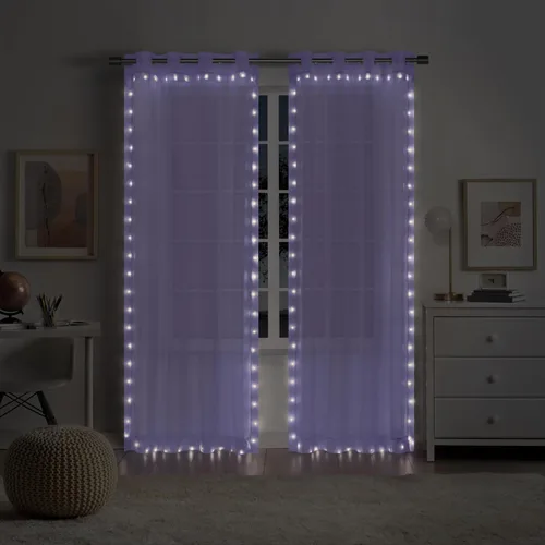 Vista 12 de Eclipse Starlight - Cortina ligera con luces y ojales sin gancho, cortina con luces y control remoto, cortina para dormitorio, divisor de habitación