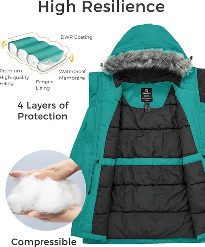 Vista 3 de Wantdo - Chaqueta de invierno con capucha para mujer