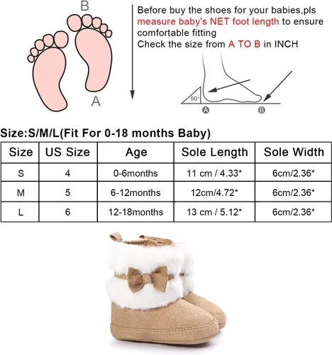 Vista 2 de LIVEBOX Prewalker Botas de invierno para bebés y niñas con suela antideslizante suave de alta calidad