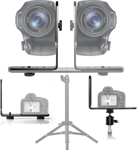 Vista 2 de EXMAX® Soporte para cámara de luz flash en forma de L de aleación de aluminio de metal con tornillo de 1/4 pulgadas + mini trípode de cabeza de bola