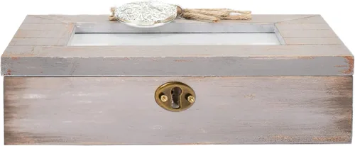 Vista 5 de Cottage Garden Make World Special Natural Taupe Wood Locket - Caja de música que reproduce un mundo maravilloso