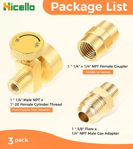 Vista 2 de Accesorios de latón para propano, paquete de kit de montaje de gas propano