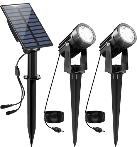 Vista 23 de Luces solares para exterior, focos de paisaje IP65 impermeables con cable de 3m, luces de pared para exterior con encendido y apagado automático