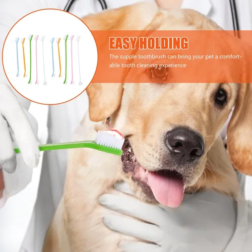 Vista 5 de Nylon PET Toothbrush Teeth Cleaning for Cats Dual Head 10pcs