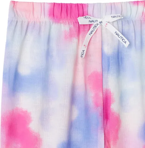 Vista 7 de Nautica Pantalones de pijama para niñas y conjuntos de camisa de dormir de manga corta 2 piezas de ropa de dormir superior e inferior para niñas