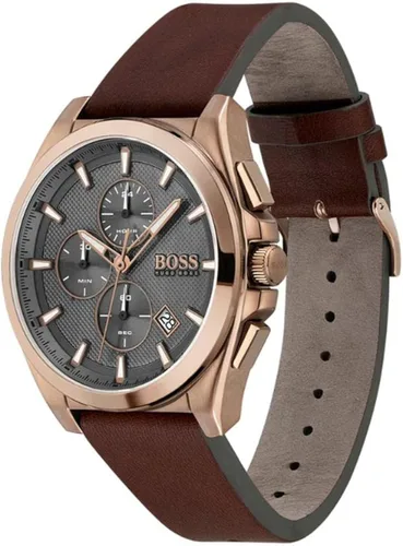 Vista 2 de Jefe Grandmaster - Reloj de cuarzo para hombre acero inoxidable correa de piel marrón 24 modelo 1513882