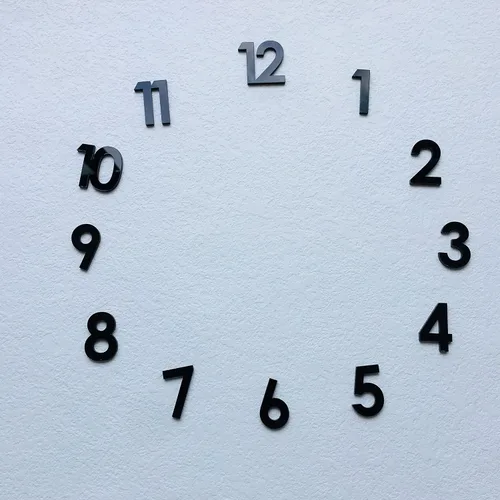 Vista 4 de 12 piezas de números acrílicos con espejo árabe para un reloj de pared (negro)