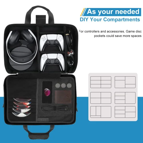 Vista 6 de TAYCASE Funda de transporte para PS5, funda de viaje grande compatible con Playstation 5, color negro