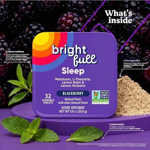 Vista 6 de Suplemento natural para dormir con melatonina, ashwagandha, bálsamo de limón y L-teanina, apoyo para dormir sin medicamentos, sueño reparador