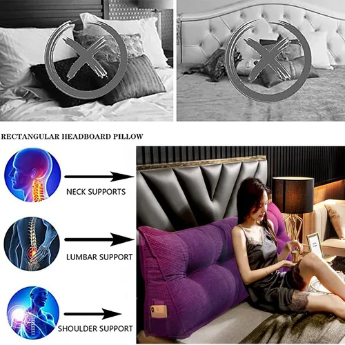 Vista 2 de Almohada de cuña de cama para cabecero,Almohada triangular grande para cabecero,Almohadas de sofá cama para lectura,Almohada larga de terciopelo
