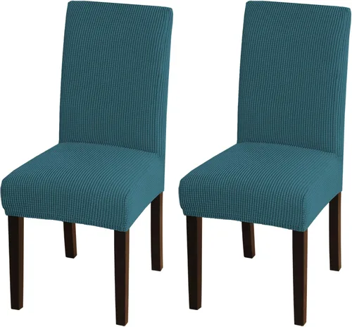 Vista 33 de Turquoize - Juego de 2 fundas elásticas para sillas de comedor, fundas lavables removibles para sillas de comedor, fundas de asiento para sillas