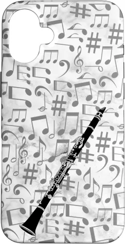 Vista 23 de Clarinet Phone Case - Music Notes - White Background Case for iPhone 17