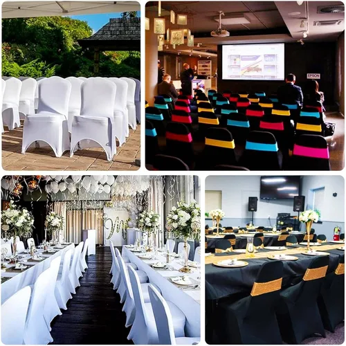 Vista 5 de Efavormart - Funda para silla de banquete de elastano elástica de 3 vías, color negro, con arco abierto, funda ajustable para silla de boda