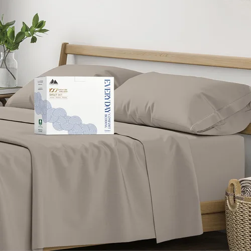 Vista 30 de Mayfair Linen Juego de sábanas de percal 100 % algodón orgánico, tamaño individual o 2 unidades, suaves y crujientes de algodón orgánico