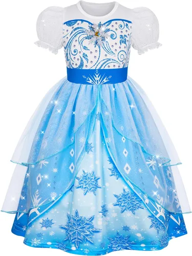 Vista 17 de Ropa de Disfraz de Princesa para Niñas Cumpleaños Fiesta Elegante Disfraz de Halloween Vestidos de Princesa para Niños Pequeños Rosa