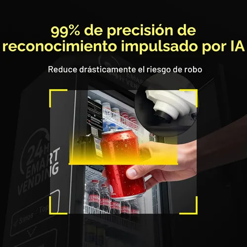 Vista 6 de Máquina expendedora, máquina expendedora refrigerada inteligente con lector de tarjeta táctil US360 (Negro, Mini)