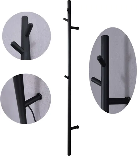 Vista 7 de Calentador de toallas eléctrico, toallero térmico con 3 ganchos, interruptor LED de acero inoxidable 304, calentador de toallas de baño montado