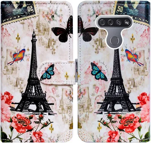 Vista 18 de Bcov Funda para LG K51/LG Reflect (LM-K500), diseño de libélula colorida funda de piel con tapa y ranura para tarjeta soporte para LG K51/LG Q51