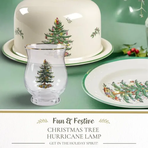 Vista 2 de Spode - Jarrón de árbol de Navidad con forma de huracán, portavelas de pilar de vidrio, florero de cristal, maceta de terrario, centro de mesa