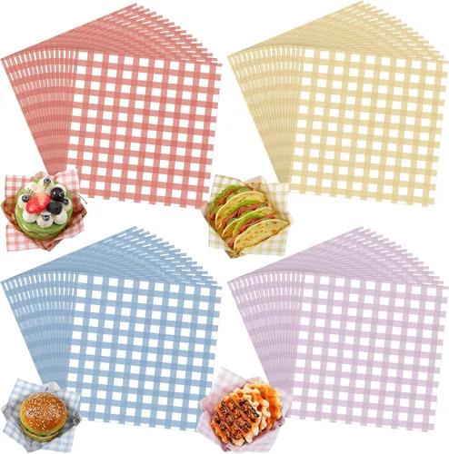 Vista 19 de Honeydak 200 hojas de papel de cera verde para alimentos, 7 pulgadas, surtido de cestas de pergamino verdes para sándwich, hamburguesas, a prueba