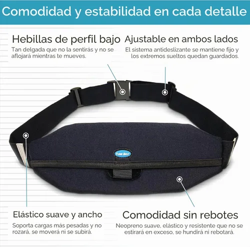 Vista 5 de Tune Belt SP2 - Cinturón para correr delgado, sin rebote y a prueba de Amplio almacenamiento con cremallera, fácil acceso, cierre de tensión