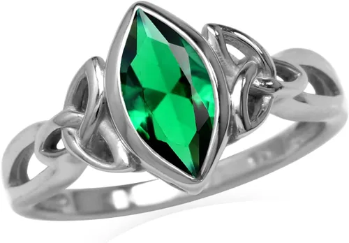 Vista 7 de Anillo Silvershake de Piedra Preciosa Auténtica 925 de Plata de Ley con Nudo Celta Triquetra Solitario Azul zafiro creado