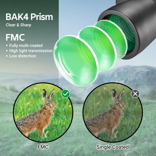 Vista 6 de AOMEKIE Prismáticos profesionales de alta potencia BAK4 de 10 x 50 para adultos, lente FMC de tamaño completo, impermeable, HD para observación