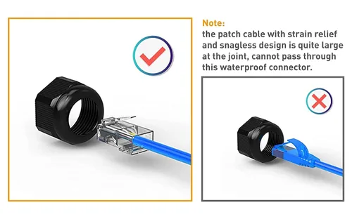 Vista 4 de Paquete de 2 conectores RJ45 impermeables IP68 Cat6/Cat5E/Cat5 acoplador blindado para Extensor de cable LAN Ethernet al aire libre hembra a hembra