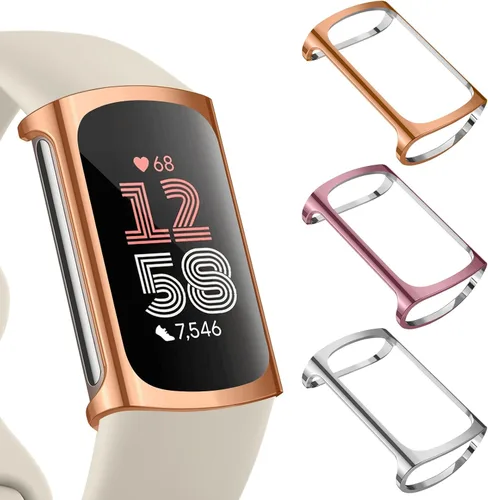 Vista 10 de Paquete de 3 protectores de pantalla para Fitbit Charge 6/5, funda protectora de poliuretano termoplástico (Negro)