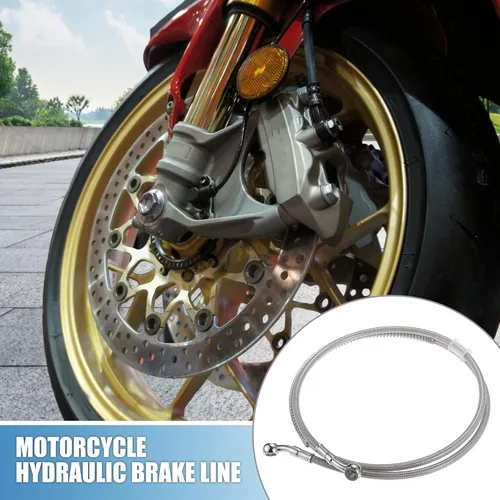 Vista 2 de Manguera de aceite de línea de freno hidráulico para motocicleta, 0.394 in ID 55.12 pulgadas de longitud, línea de freno trenzada para ATV