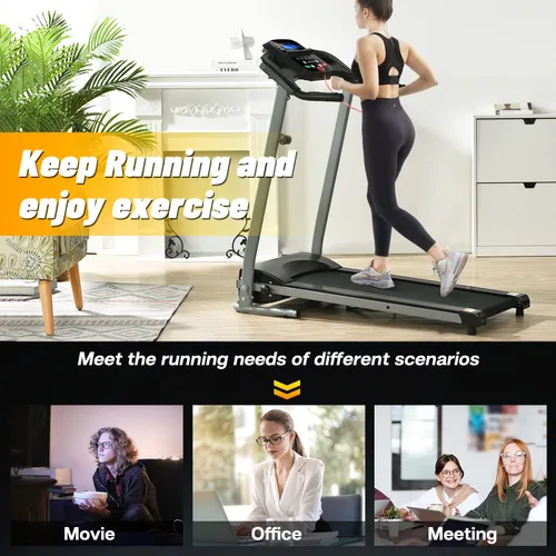 Vista 6 de Caminadora plegable compacta con inclinación para entrenamientos en casa, máquina eléctrica para caminar con 15 programas ajustables, capacidad