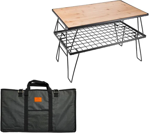 Vista 10 de CAMPINGMOON Estante de almacenamiento apilable multiusos plegable, chapado en acero negro