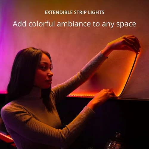Vista 2 de Twinkly Línea - Kit de extensión adhesivo controlado por aplicación + tira de luz LED magnética con LED RGB (16 millones de colores). Extensible.