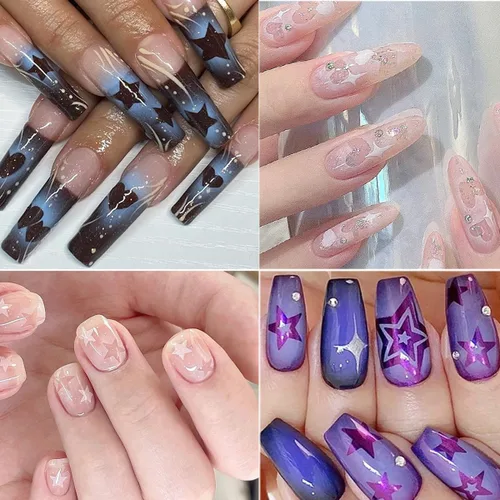 Vista 6 de 6 hojas de calcomanías para arte de uñas, diseño francés, diseño francés, guías de uñas huecas, suministros para mujeres, decoración de manicura