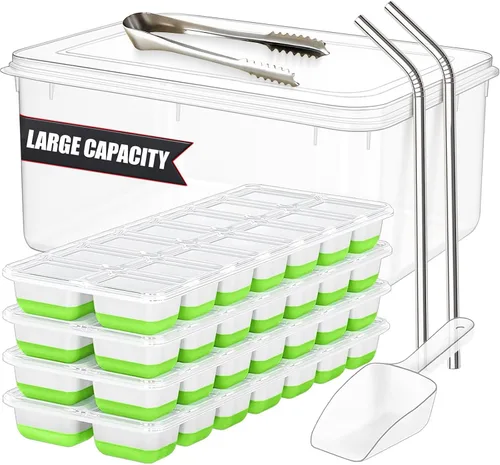 Vista 10 de Paquete de 3 bandejas para cubitos de hielo para congelador, máquina de hielo redonda grande para whisky, molde de hielo de 8 bolas con cubo